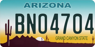AZ license plate BNO4704