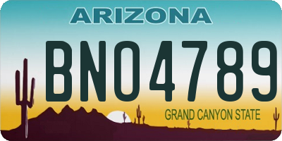 AZ license plate BNO4789