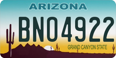 AZ license plate BNO4922