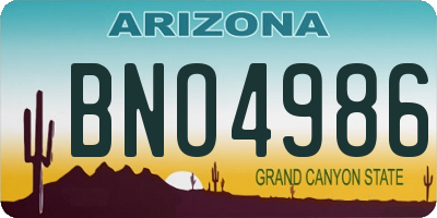 AZ license plate BNO4986