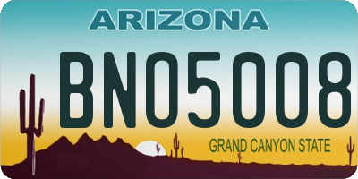 AZ license plate BNO5008