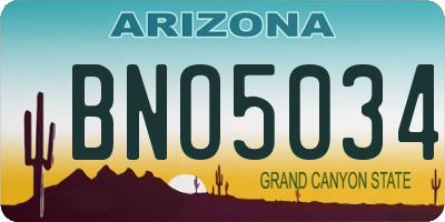 AZ license plate BNO5034
