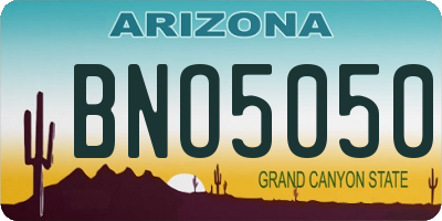 AZ license plate BNO5050