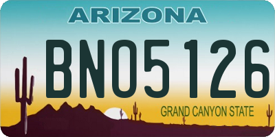 AZ license plate BNO5126