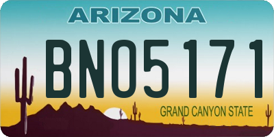 AZ license plate BNO5171