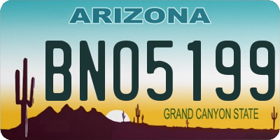AZ license plate BNO5199