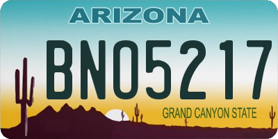 AZ license plate BNO5217