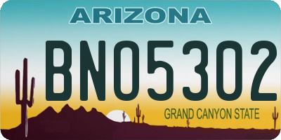 AZ license plate BNO5302