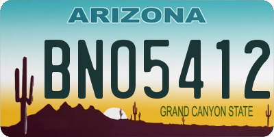 AZ license plate BNO5412