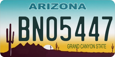 AZ license plate BNO5447