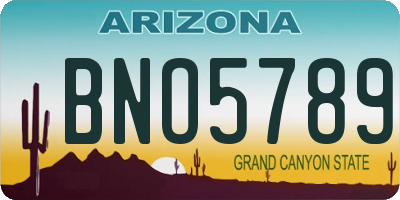 AZ license plate BNO5789