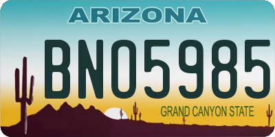 AZ license plate BNO5985