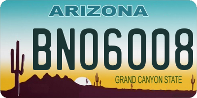 AZ license plate BNO6008