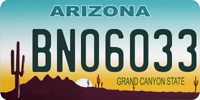 AZ license plate BNO6033