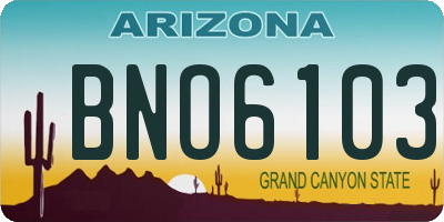 AZ license plate BNO6103