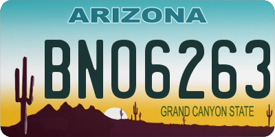 AZ license plate BNO6263