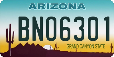 AZ license plate BNO6301