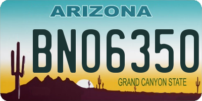 AZ license plate BNO6350