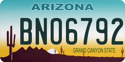 AZ license plate BNO6792