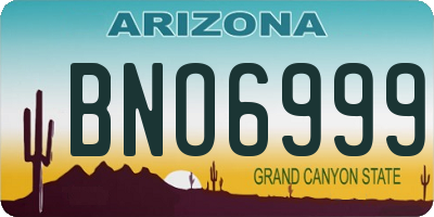 AZ license plate BNO6999