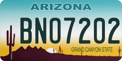 AZ license plate BNO7202