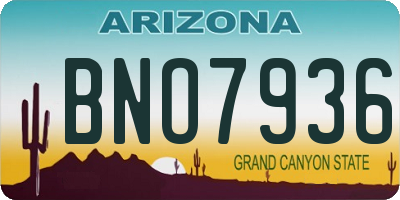 AZ license plate BNO7936