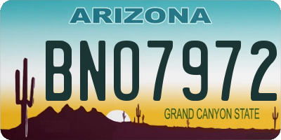AZ license plate BNO7972