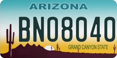 AZ license plate BNO8040