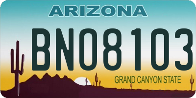 AZ license plate BNO8103