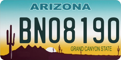 AZ license plate BNO8190