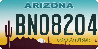 AZ license plate BNO8204