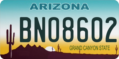 AZ license plate BNO8602