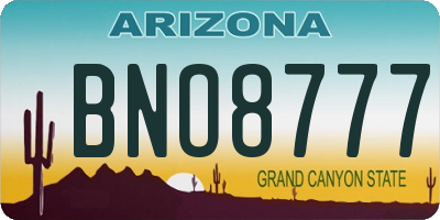 AZ license plate BNO8777