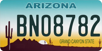 AZ license plate BNO8782