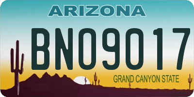 AZ license plate BNO9017