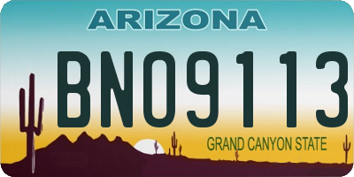 AZ license plate BNO9113