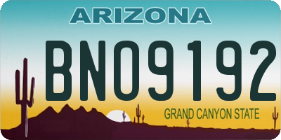 AZ license plate BNO9192