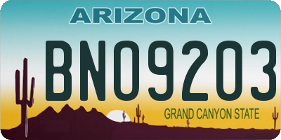 AZ license plate BNO9203