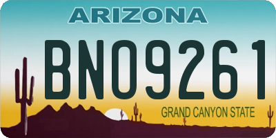 AZ license plate BNO9261