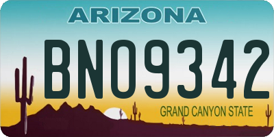 AZ license plate BNO9342
