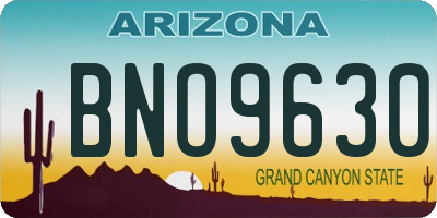 AZ license plate BNO9630