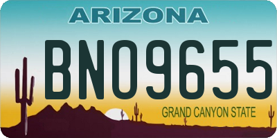 AZ license plate BNO9655