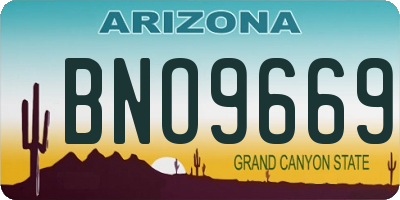 AZ license plate BNO9669