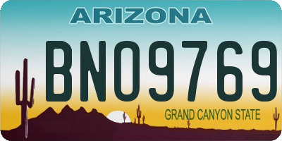 AZ license plate BNO9769