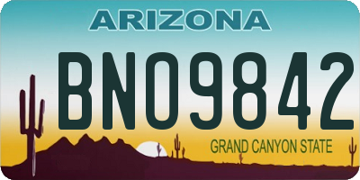 AZ license plate BNO9842