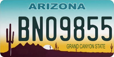 AZ license plate BNO9855