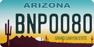 AZ license plate BNP0080