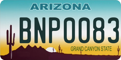 AZ license plate BNP0083