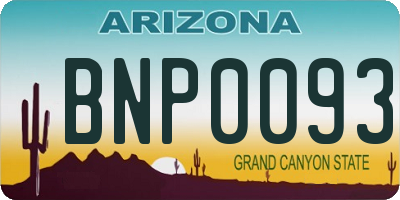 AZ license plate BNP0093