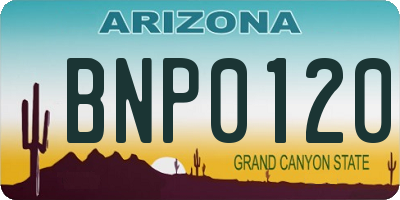 AZ license plate BNP0120
